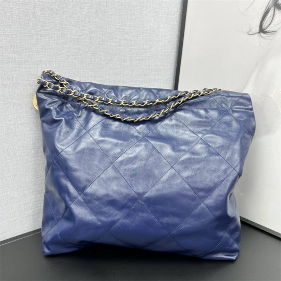 Chanel 22S Chanel 22 Bag Medium Size 39 Blue Gold Hardware Calfskin Leather Hass Factory leather 39cm