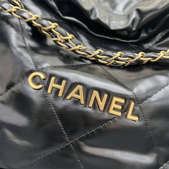 Chanel 22S Chanel 22 Bag Large Size 48 Black Gold Hardware Calfskin Leather Hass Factory leather 48cm