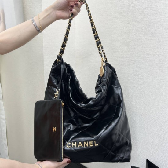 Chanel 22S Chanel 22 Bag Large Size 48 Black Gold Hardware Calfskin Leather Hass Factory leather 48cm