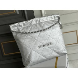 Chanel 23P Chanel 22 Bag Silver Hardware Medium Size 42 Silver Hardware Calfskin Leather Hass Factory leather 38x42x8cm