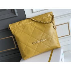 Chanel 23S Chanel 22 Bag Silver Hardware Small Size 37 Mango Yellow Calfskin Leather Hass Factory leather 35x37x7cm