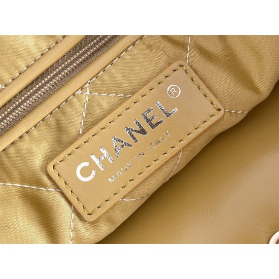 Chanel 23S Chanel 22 Bag Silver Hardware Small Size 37 Mango Yellow Calfskin Leather Hass Factory leather 35x37x7cm