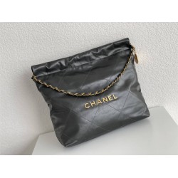 Chanel 22S Chanel 22 Bag Gray Small Size 37 Gold Hardware Calfskin Leather Hass Factory leather 35x37x7cm