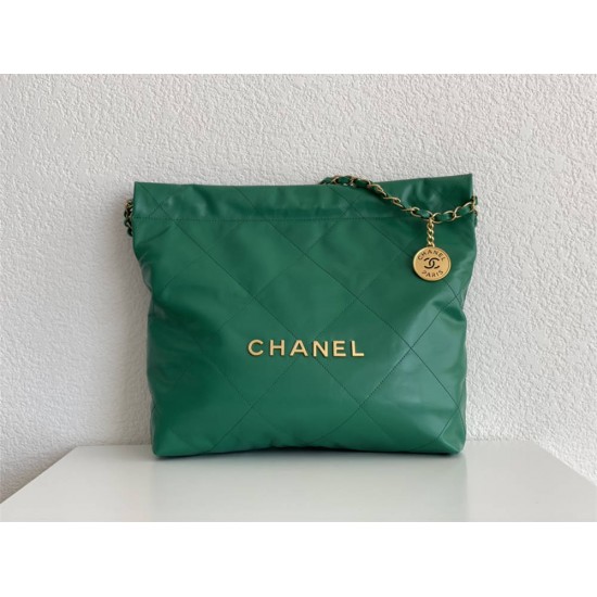 Chanel 22S Chanel 22 Bag Green Small Size 37 Gold Hardware Calfskin Leather Hass Factory leather 35x37x7cm