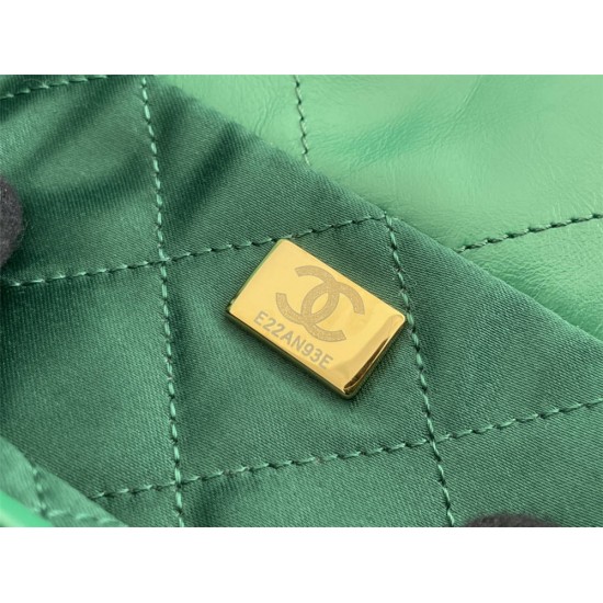 Chanel 22S Chanel 22 Bag Green Small Size 37 Gold Hardware Calfskin Leather Hass Factory leather 35x37x7cm