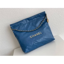 Chanel 22S Chanel 22 Bag Light Blue Small Size 37 Gold Hardware Calfskin Leather Hass Factory leather 35x37x7cm