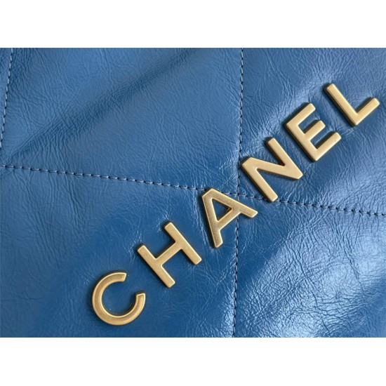 Chanel 22S Chanel 22 Bag Light Blue Small Size 37 Gold Hardware Calfskin Leather Hass Factory leather 35x37x7cm