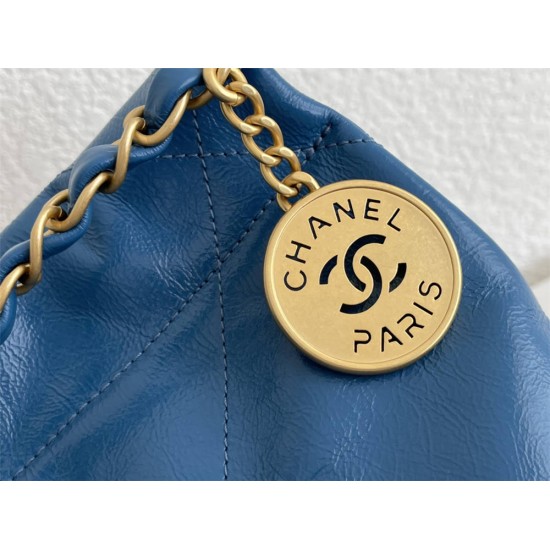 Chanel 22S Chanel 22 Bag Light Blue Small Size 37 Gold Hardware Calfskin Leather Hass Factory leather 35x37x7cm