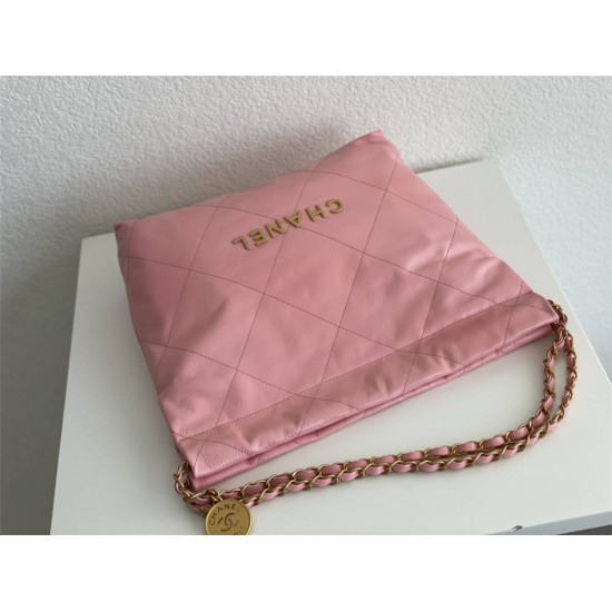 Chanel 22S Chanel 22 Bag Light Pink Small Size 37 Gold Hardware Calfskin Leather Hass Factory leather 35x37x7cm