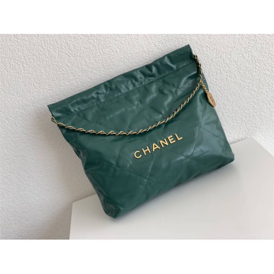 Chanel 22S Chanel 22 Bag Green Small Size 37 Gold Hardware Calfskin Leather Hass Factory leather 35x37x7cm