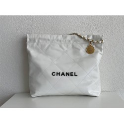 Chanel 22S Chanel 22 Bag White Black Letters Small Size 37 Gold Hardware Calfskin Leather Hass Factory leather 35x37x7cm