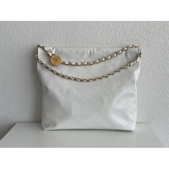 Chanel 22S Chanel 22 Bag White Black Letters Small Size 37 Gold Hardware Calfskin Leather Hass Factory leather 35x37x7cm