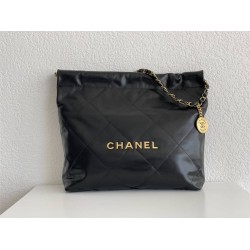 Chanel 22S Chanel 22 Bag Black Small Size 37 Gold Hardware Calfskin Leather Hass Factory leather 35x37x7cm