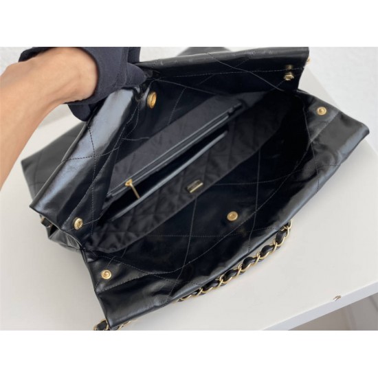 Chanel 22S Chanel 22 Bag Black Small Size 37 Gold Hardware Calfskin Leather Hass Factory leather 35x37x7cm