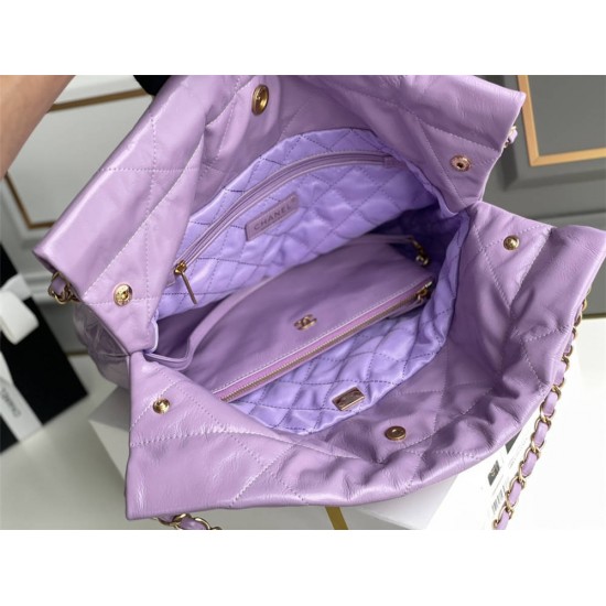 Chanel 22S Chanel 22 Bag Light Purple Small Size 37 Gold Hardware Calfskin Leather Hass Factory leather 35x37x7cm