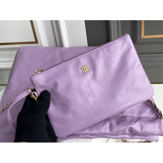 Chanel 22S Chanel 22 Bag Light Purple Small Size 37 Gold Hardware Calfskin Leather Hass Factory leather 35x37x7cm