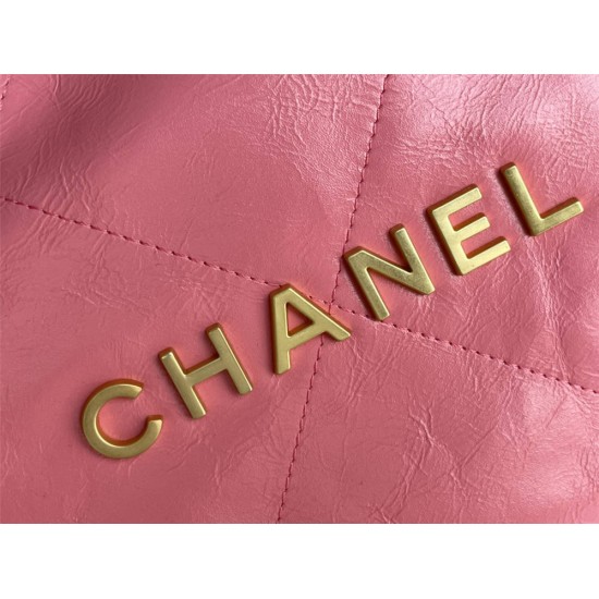 Chanel 22S Chanel 22 Bag Pink Small Size 37 Gold Hardware Calfskin Leather Hass Factory leather 35x37x7cm