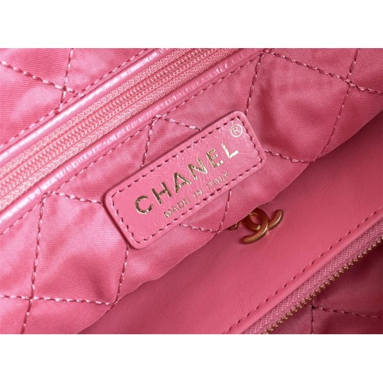 Chanel 22S Chanel 22 Bag Pink Small Size 37 Gold Hardware Calfskin Leather Hass Factory leather 35x37x7cm