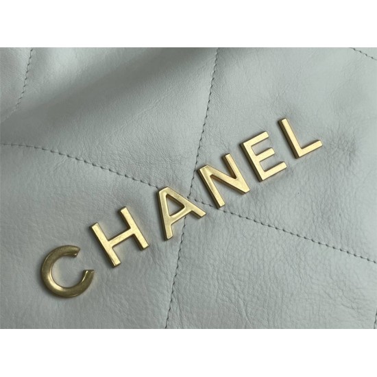 Chanel 22S Chanel 22 Bag White Small Size 37 Gold Hardware Calfskin Leather Hass Factory leather 35x37x7cm