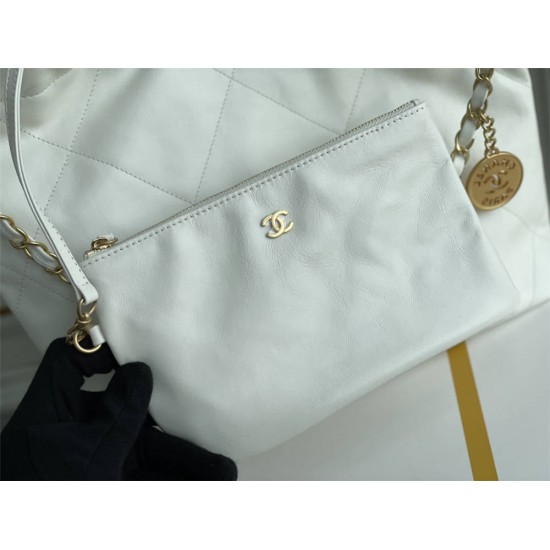 Chanel 22S Chanel 22 Bag White Small Size 37 Gold Hardware Calfskin Leather Hass Factory leather 35x37x7cm