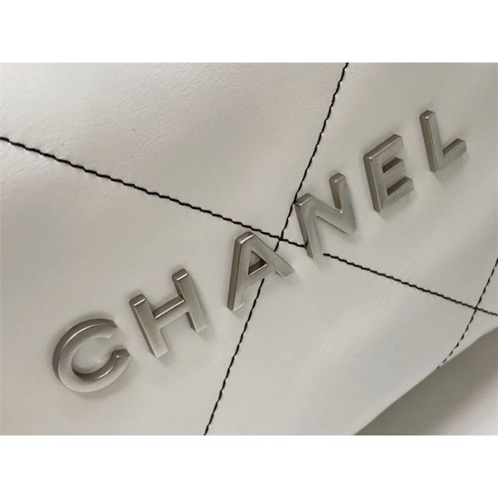 Chanel 22S Chanel 22 Bag White Small Size 30 Silver Hardware Calfskin Leather Hass Factory leather 30x37x8cm