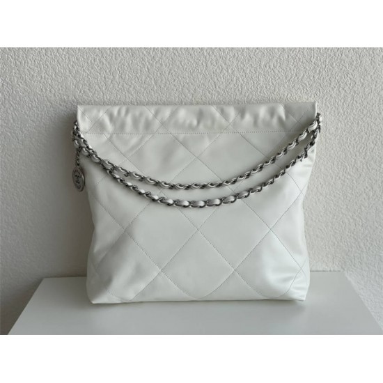 Chanel 22A Chanel 22 Bag White Small Size 37 Silver Hardware Calfskin Leather Hass Factory leather 35x37x7cm