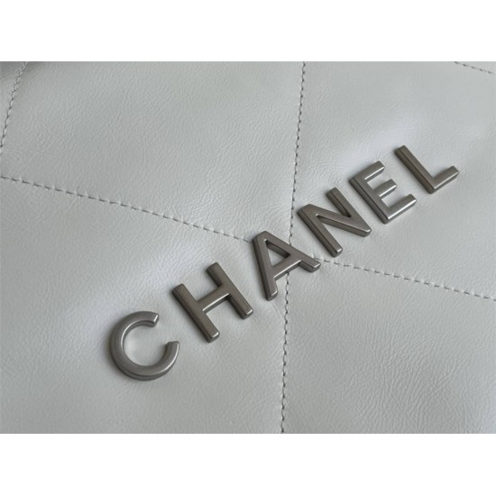 Chanel 22A Chanel 22 Bag White Small Size 37 Silver Hardware Calfskin Leather Hass Factory leather 35x37x7cm