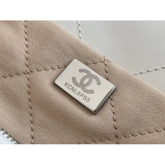 Chanel 22A Chanel 22 Bag White Small Size 37 Silver Hardware Calfskin Leather Hass Factory leather 35x37x7cm