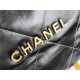 Chanel 22K Chanel 22 Bag Black with White Lines Small Size 37 Gold Hardware Calfskin Leather Hass Factory leather 35x37x7cm