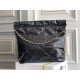 Chanel 22K Chanel 22 Bag Black with Black Lines Small Size 37 Gold Hardware Calfskin Leather Hass Factory leather 35x37x7cm