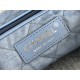 Chanel 23C 22 Bag, small size, denim fabric, silver-tone hardware, 35x37x7cm