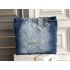 Chanel 23C 22 Bag, medium size, denim fabric, silver-tone hardware, 38x42x8cm