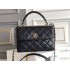 Chanel 23S Trendy CC in medium size 25, black, lambskin, light gold-tone hardware, Hass Factory leather, 17x25x12cm