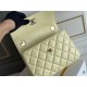 Chanel 23S Trendy CC in medium size 25, light yellow, lambskin, light gold-tone hardware, Hass Factory leather, 17x25x12cm