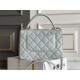 Chanel 23S Trendy CC in medium size 25, light blue, lambskin, light gold-tone hardware, Hass Factory leather, 17x25x12cm