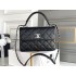 Chanel Classic Trendy CC in medium size 25, black, lambskin, silver-tone hardware, Hass Factory leather, 17x25x12cm