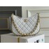 Chanel 23B Hobo Chain Bag, small size 24, white, lambskin, Hass Factory leather, gold-tone hardware, 15x24x2cm