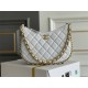 Chanel 23B Hobo Chain Bag, small size 24, white, lambskin, Hass Factory leather, gold-tone hardware, 15x24x2cm