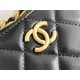 Chanel 23B Hobo Chain Bag, small size 24, black, lambskin, Hass Factory leather, gold-tone hardware, 15x24x2cm