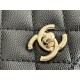 Chanel Classic Coco Handle Mini, 19cm flap bag, black, with stitched edges, champagne gold hardware, caviar leather, Hass Factory leather, 13x19x9cm