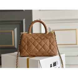 Chanel Classic Coco Handle Mini, 19cm flap bag, caramel, with stitched edges, gold-tone hardware, caviar leather, Hass Factory leather, 13x19x9cm