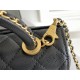 Chanel 23P Coco Handle Mini, 19cm flap bag, black, with stitched edges, gold-tone hardware, caviar leather, Hass Factory leather, 13x19x9cm