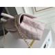 Chanel Coco Handle, small size 24cm flap bag, pink, with stitched edges, champagne gold hardware, caviar leather, Hass Factory leather, 24x14x10cm