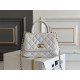 Chanel 23P Coco Handle Mini, 19cm flap bag, white, gold-tone hardware, caviar leather, Hass Factory leather, 13x19x9cm