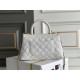 Chanel 23P Coco Handle, small size 24cm flap bag, white, gold-tone hardware, caviar leather, Hass Factory leather, 24x14x10cm