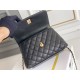 Chanel Classic Coco Handle, small size 24cm flap bag, black lizard skin handle, gold-tone hardware, caviar leather, Hass Factory leather, 24x14x10cm