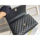 Chanel Classic Coco Handle, medium size 29cm flap bag, red lizard skin handle, black caviar leather, champagne gold hardware, Hass Factory leather, 29x18x12cm