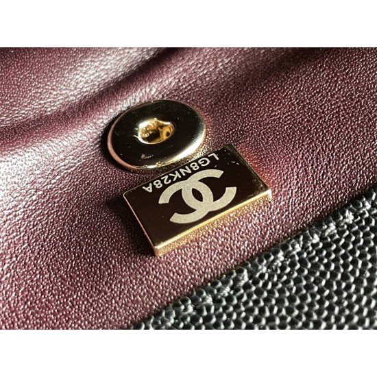 Chanel Classic Coco Handle, small size 24cm flap bag, red lizard skin handle, black caviar leather, champagne gold hardware, without stitched edges, Hass Factory leather, 24x14x10cm