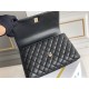 Chanel Classic Coco Handle, medium size 29cm flap bag, red lizard skin handle, black caviar leather, champagne gold hardware, Hass Factory leather, 29x18x12cm