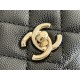 Chanel Classic Coco Handle Mini, 19cm flap bag, black lizard skin handle, black caviar leather, champagne gold hardware, without stitched edges, Hass Factory leather, 13x19x9cm